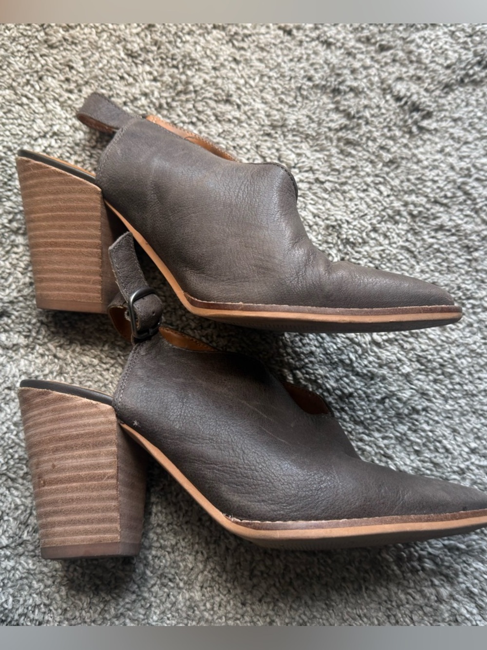 Lucky Brand Aroyli Western Booties Slingback Heels Leather 7.5